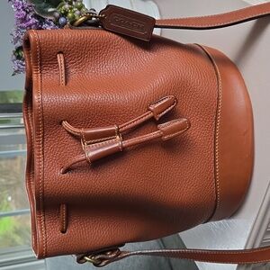 Vintage COACH British Tan Sheridan Newberry Pebbled Leather Bucket Bag #4238